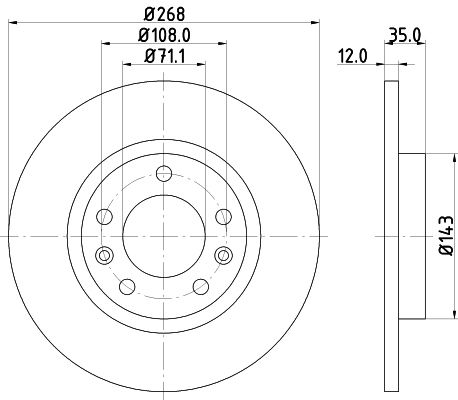 DON Bremseskive pcd19712 268mm 12mm for OPEL FIAT CITROËN PEUGEOT TOYOTA