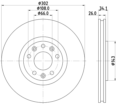 DON Bremseskive pcd20802 302mm 26mm for PEUGEOT