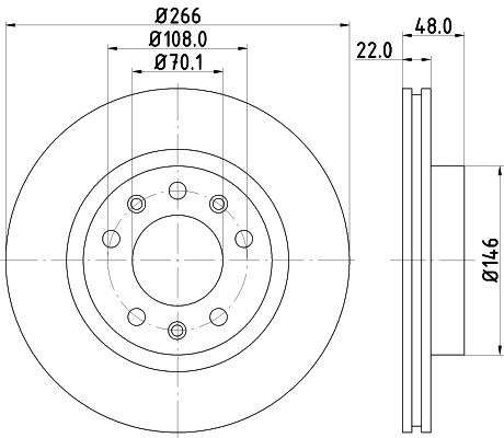 DON Bremseskive pcd19672 266mm 22mm for PEUGEOT