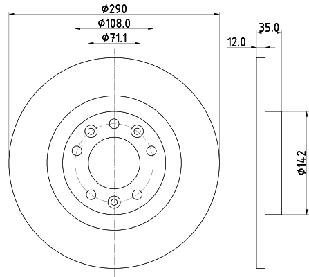 DON Bremseskive pcd19742 290mm 12mm for OPEL FIAT PEUGEOT CITROËN TOYOTA