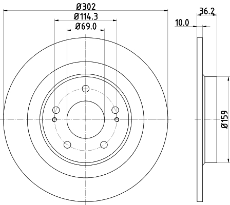 DON Bremseskive pcd14312 302mm 10mm for CITROËN MITSUBISHI