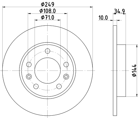 DON Bremseskive pcd19782 249mm 10mm for PEUGEOT