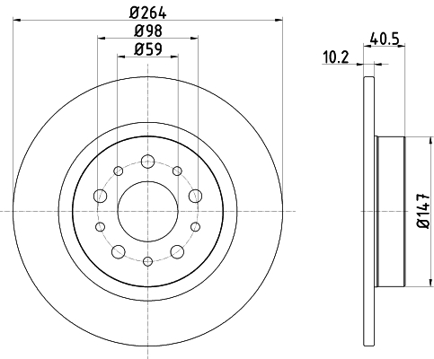 DON Bremseskive pcd22992 264mm 10mm for FIAT