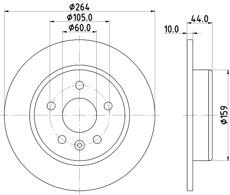DON Bremseskive pcd22792 264mm 10mm for OPEL BUICK (SGM) CHEVROLET
