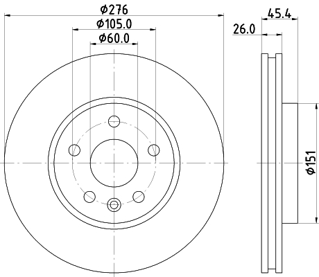DON Bremseskive pcd22952 276mm 26mm for BUICK (SGM) OPEL CHEVROLET