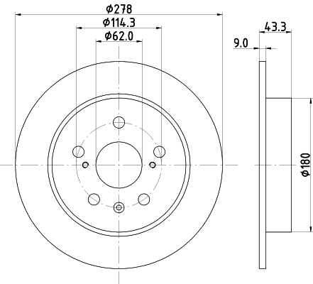 DON Bremseskive pcd20992 278mm 9mm for FIAT SUZUKI