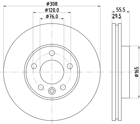 DON Bremseskive pcd20851 308mm 30mm for VW SEAT