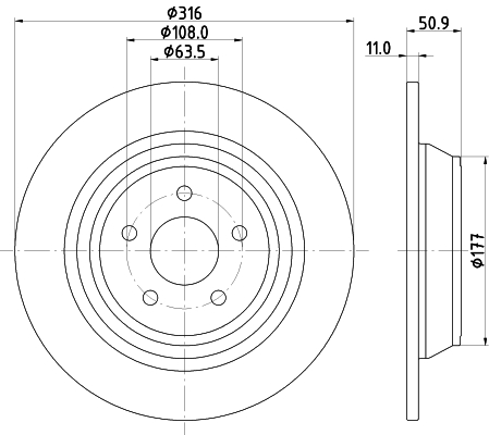 DON Bremseskive pcd22912 316mm 11mm for FORD LINCOLN
