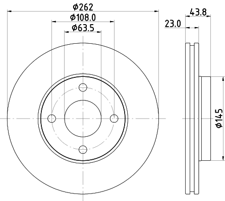 DON Bremseskive pcd23072 262mm 23mm for FORD