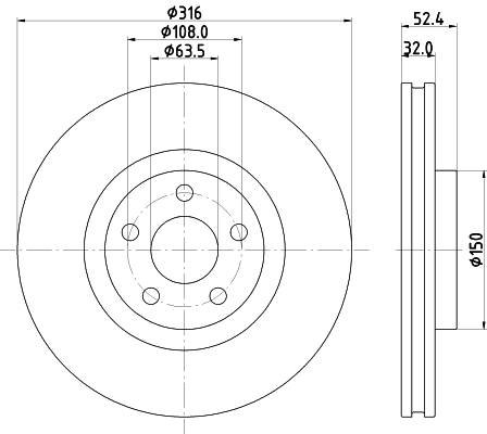 DON Bremseskive pcd22981 316mm 32mm for FORD FORD USA