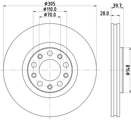 DON Bremseskive pcd22852 305mm 28mm for FIAT JEEP JEEP (GAC FCA)
