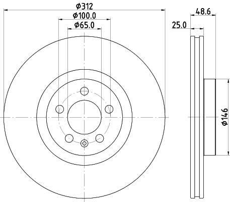 DON Bremseskive pcd17722 312mm 25mm for AUDI