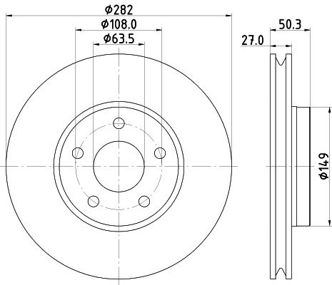 DON Bremseskive pcd17732 282mm 27mm for FORD