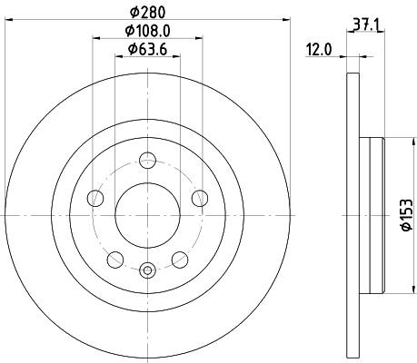 DON Bremseskive pcd20592 280mm 12mm for VOLVO LYNK & CO