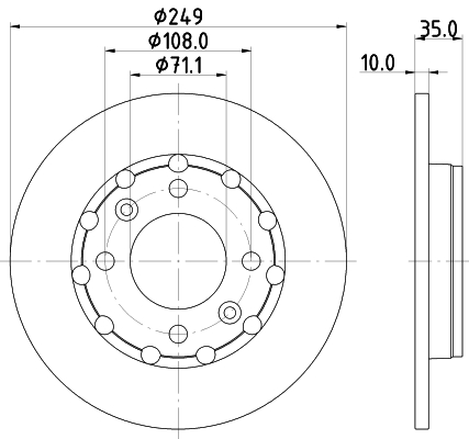 DON Bremseskive pcd21782 249mm 10mm for DS