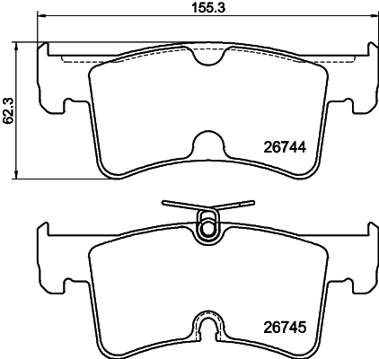 HELLA Bremseklodser 8db355045951 bagaksel for VW