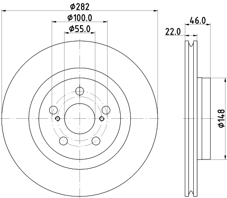 DON Bremseskive pcd22182 282mm 22mm for TOYOTA MAZDA