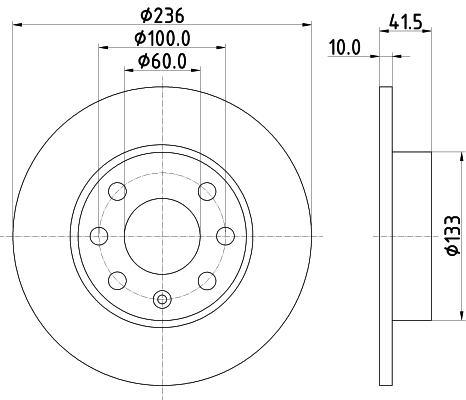 DON Bremseskive pcd15342 236mm 10mm for OPEL VAUXHALL BEDFORD