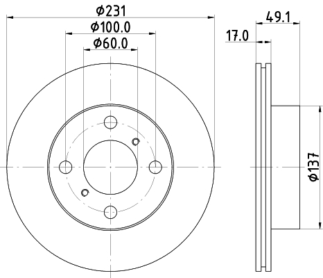 DON Bremseskive pcd21282 231mm 17mm for SUZUKI HAFEI