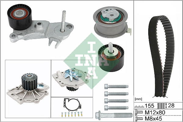 SCHAEFFLER INA Vandpumpe + tandremssæt 530076230 for VOLVO