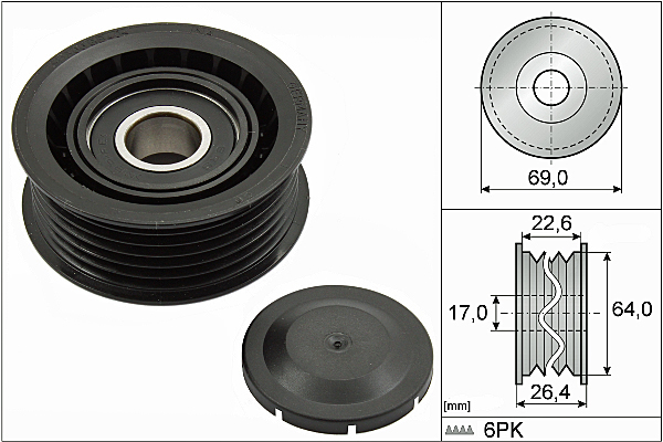 SCHAEFFLER INA Medløberhjul, multi-V-rem 532016010 for MINI VW CHRYSLER DODGE FIAT LANCIA MERCEDES-BENZ SSANGYONG PORSCHE