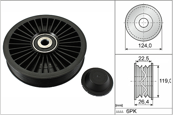 SCHAEFFLER INA Medløberhjul, multi-V-rem 532024210 for VAUXHALL VOLVO GENERAL MOTORS ISUZU