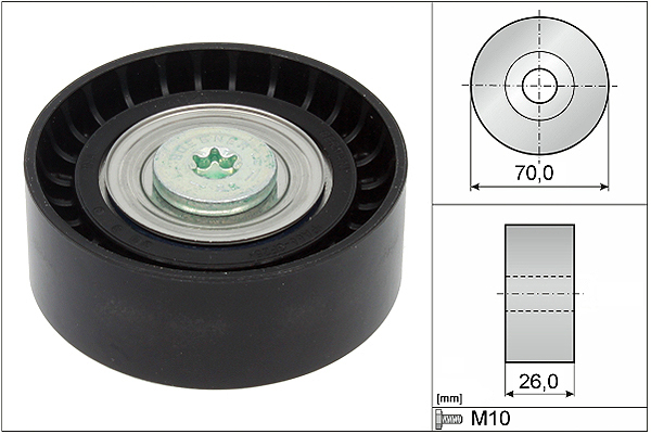SCHAEFFLER INA Medløberhjul, multi-V-rem 532043410 for PEUGEOT LANCIA