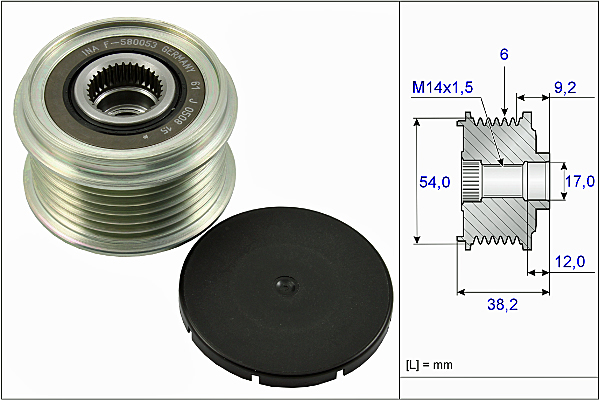 SCHAEFFLER INA Generator friløbskobling 535026310 for GENERAL MOTORS KIA ISUZU JAGUAR LAND ROVER