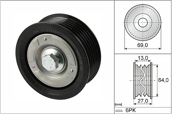 SCHAEFFLER INA Medløberhjul, multi-V-rem 532047710 for FORD PEUGEOT FIAT