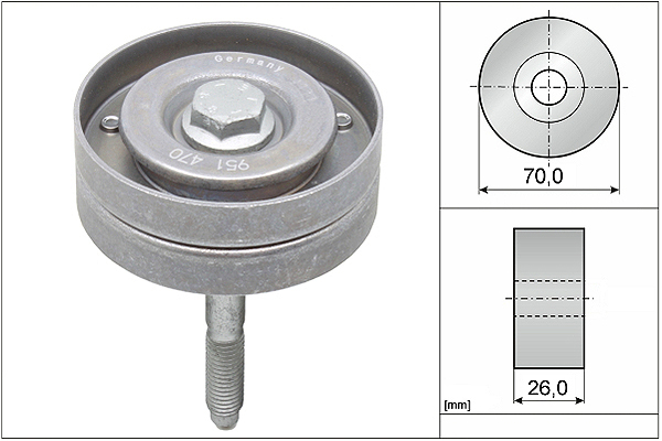 SCHAEFFLER INA Medløberhjul, multi-V-rem 532059610 for VW