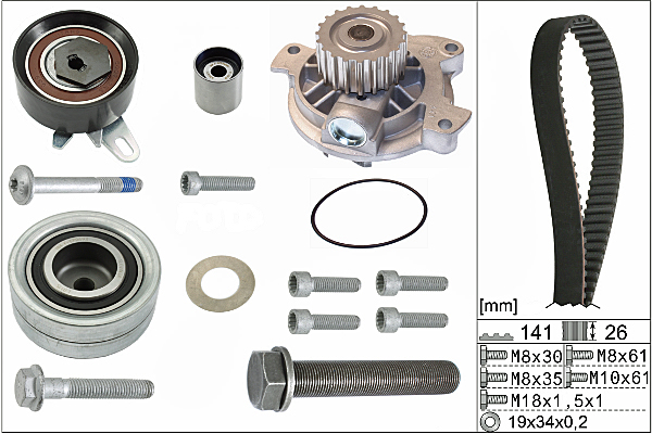SCHAEFFLER INA Vandpumpe + tandremssæt 530048230 for VW AUDI SKODA SEAT