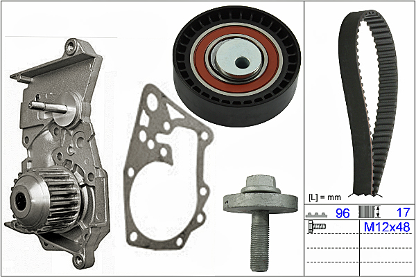 SCHAEFFLER INA Vandpumpe + tandremssæt 530060430 for NISSAN DACIA