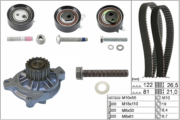 SCHAEFFLER INA Vandpumpe + tandremssæt 530048431 for VOLVO
