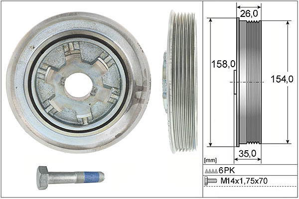 SCHAEFFLER INA Remskive, krumtapaksel 544011220 for FORD CITROËN LANCIA LAND ROVER MITSUBISHI
