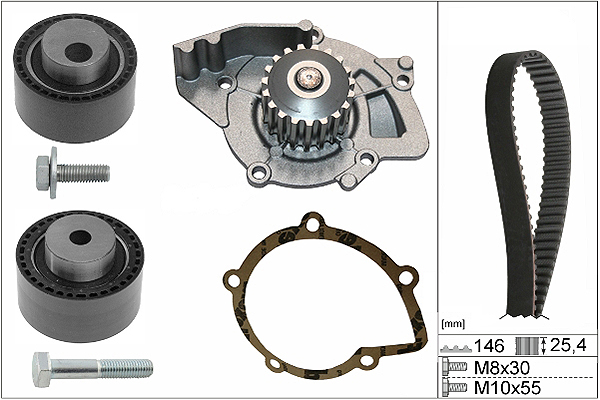 SCHAEFFLER INA Vandpumpe + tandremssæt 530044631 for PEUGEOT LANCIA FIAT