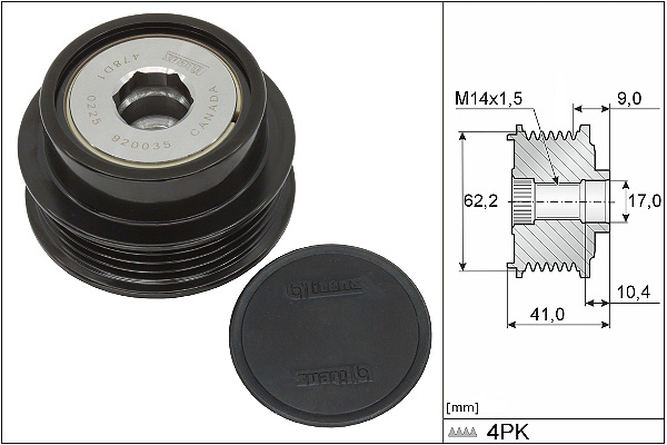 SCHAEFFLER INA Generator friløbskobling 535033810 for LEXUS
