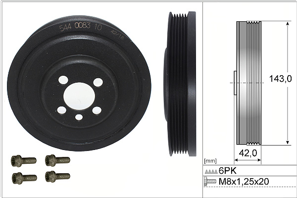 SCHAEFFLER INA Remskive, krumtapaksel 544008320 for FORD SKODA AUDI SEAT MITSUBISHI