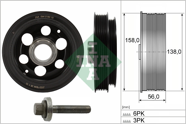 SCHAEFFLER INA Remskive, krumtapaksel 544018020 for FORD