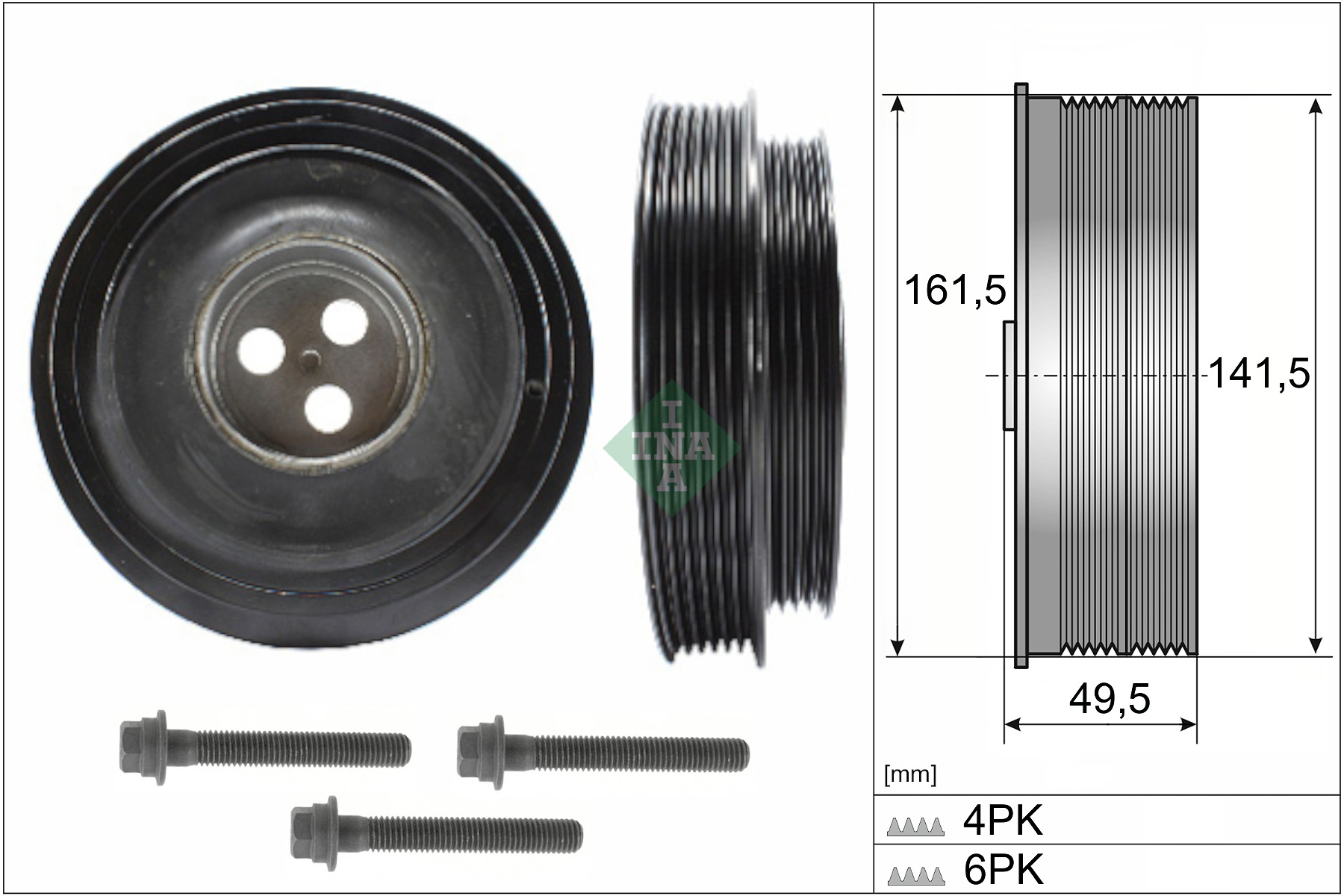 SCHAEFFLER INA Remskive, krumtapaksel 544016620 for FORD CITROËN