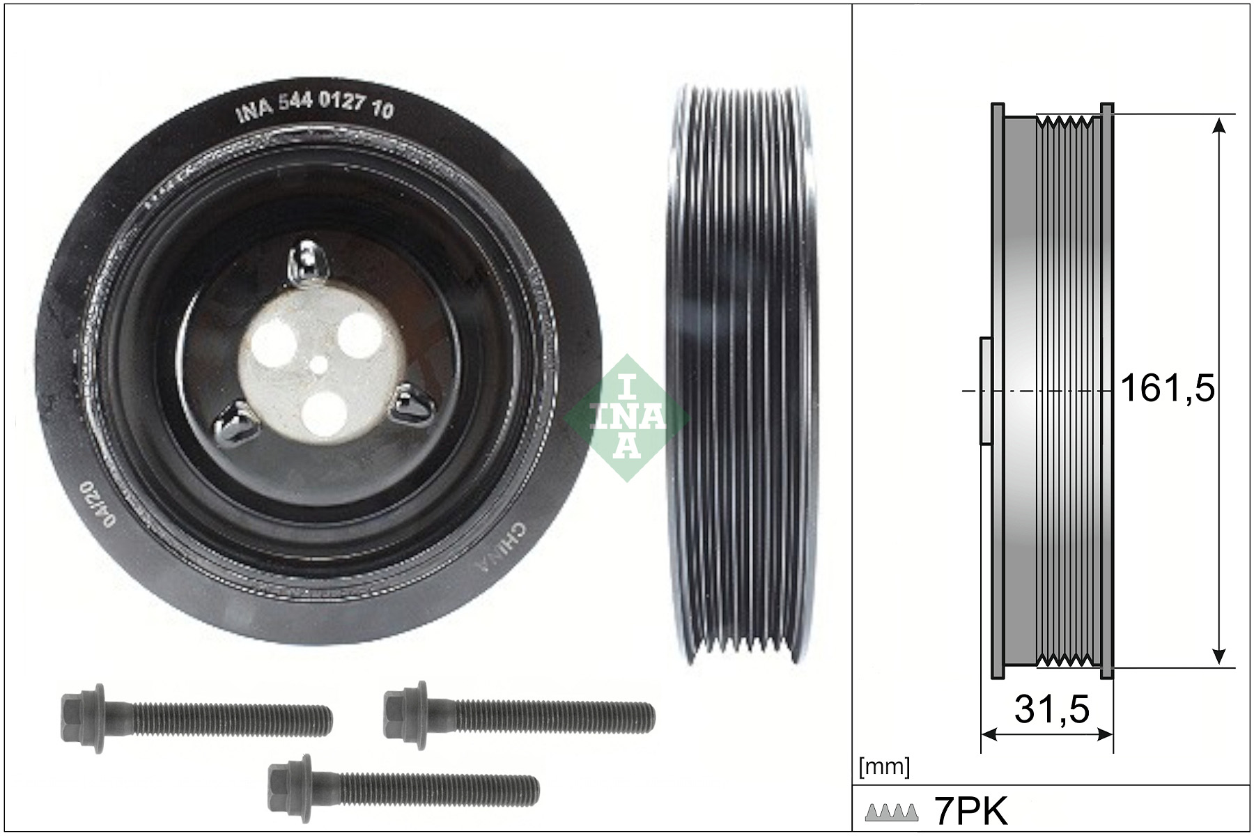 SCHAEFFLER INA Remskive, krumtapaksel 544012720 for FORD LAND ROVER