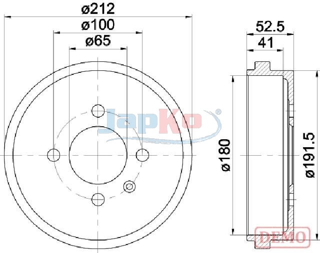 JAPKO Bremsetromle 560912c bagaksel for VW