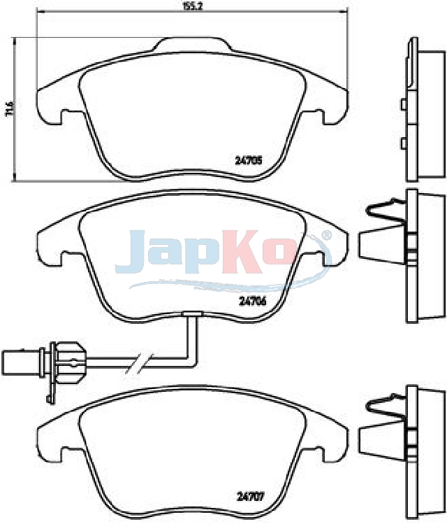 JAPKO Bremseklodser 500915 foraksel for AUDI