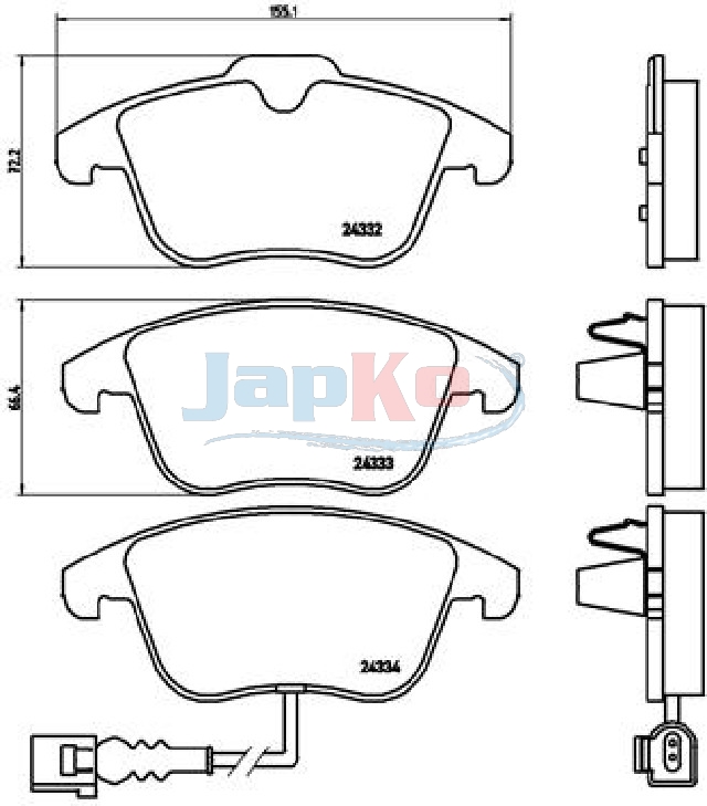 JAPKO Bremseklodser 500929 foraksel for VW