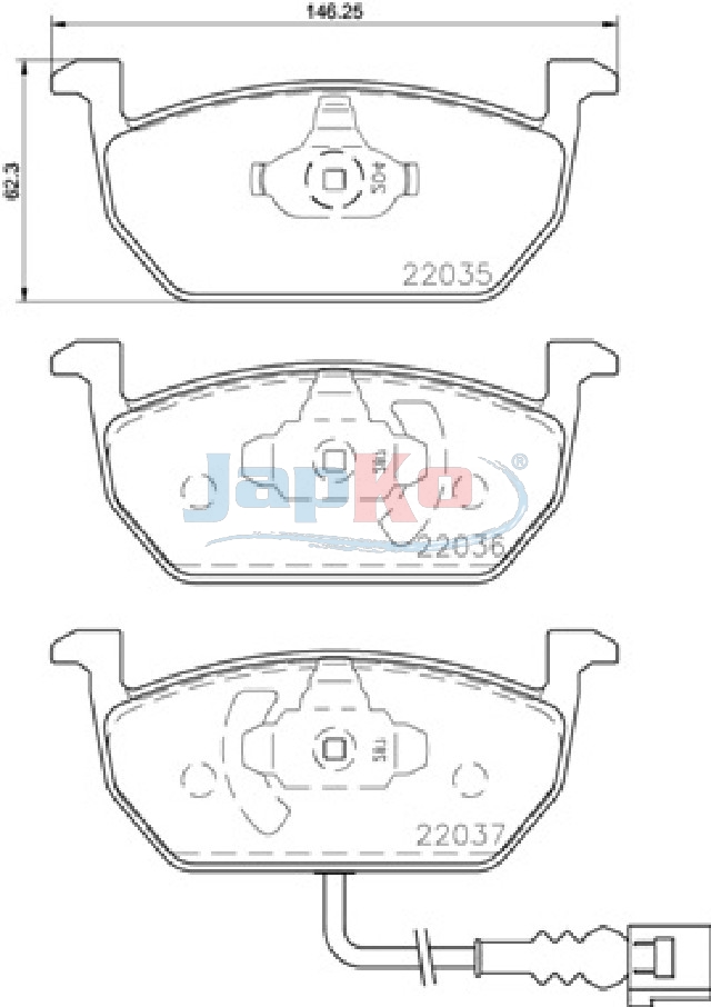 JAPKO Bremseklodser 500938 foraksel for VW SEAT SKODA