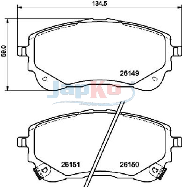 JAPKO Bremseklodser 502027 foraksel for SUZUKI TOYOTA