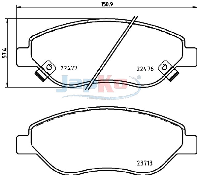 JAPKO Bremseklodser 500244 foraksel for FIAT