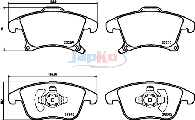 JAPKO Bremseklodser 500311 foraksel for FORD FORD USA