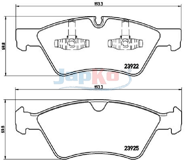JAPKO Bremseklodser 500528 foraksel for MERCEDES-BENZ