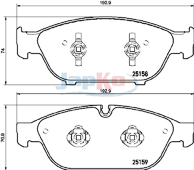 JAPKO Bremseklodser 500925 foraksel for AUDI VW