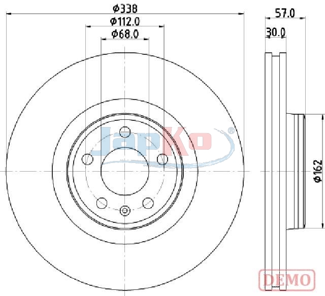JAPKO Bremseskive 600920c foraksel 338mm 30mm for AUDI (FAW) VW AUDI